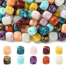 100pcs undurchsichtige Acrylperlen, Nachahmung Edelstein, Würfel, Ton zwei