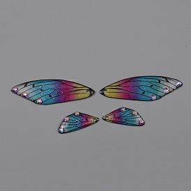 4 шт. 2 размеры подвески из прозрачной смолы, подвески в виде крыльев с блестящей пудрой и стразами