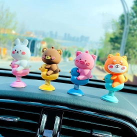Cute Resin Animal Spring Car Dashboard Ornament, Animal Shaking Display Decorations, for Car Interior Desk Ornaments Gifts