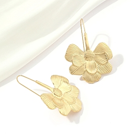 201 Stainless Steel Flower Dangle Earrings, with 304 Stainless Steel Pins
