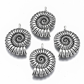 Tibetan Style Alloy Pendants, Spiral Shell Shape, Cadmium Free & Lead Free