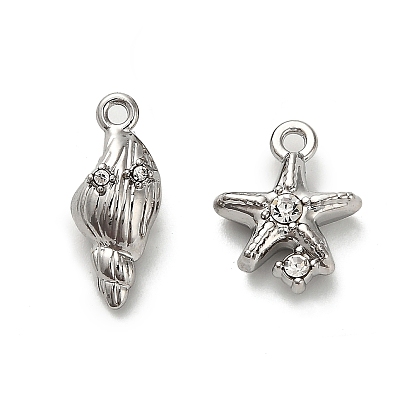 Подвески из сплава и страза, подвески в виде ракушек/морских звезд