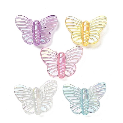 UV Plating Rainbow Iridescent Acrylic Beads, Butterfly