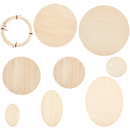 1 набор деревянных вязаных крючком донышек набор, Круглый и овальный, и 1 связать ротанговые палочки