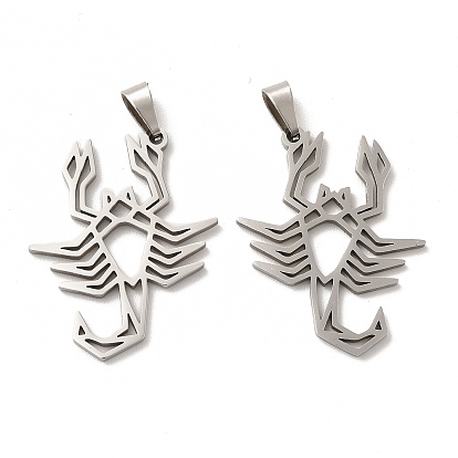 Pendentifs en acier inoxydable, charmes de contour de scorpion