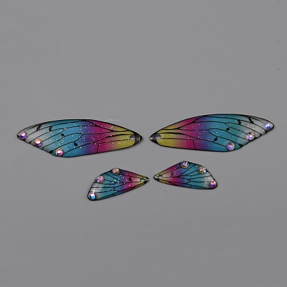 4 шт. 2 размеры подвески из прозрачной смолы, подвески в виде крыльев с блестящей пудрой и стразами