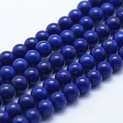 Natural Lapis Lazuli Beads Strands, Grade AA, Round