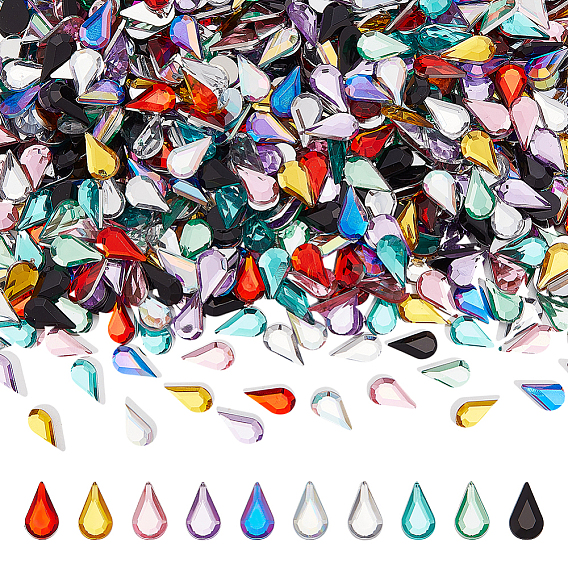 800 шт. 10 цвета: плоские и покрытые сзади прозрачные акриловые стразы-кабошоны, аксессуары, слеза