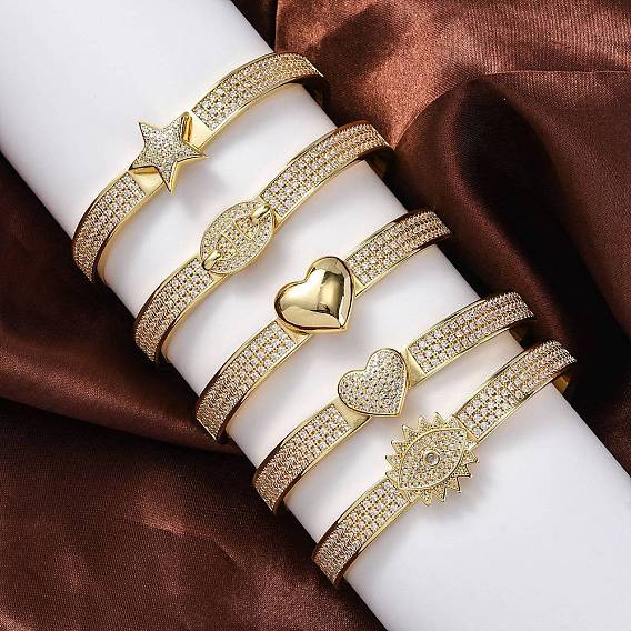 Браслеты с подвесками из латуни с микропаве из кубического циркония, без свинца и без кадмия, реальный 18 k позолоченный