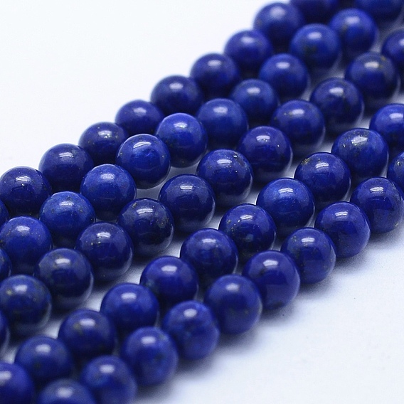Natural Lapis Lazuli Beads Strands, Grade AA, Round