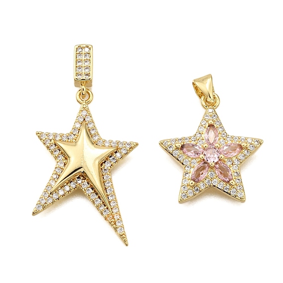 Латунные микро проложить кубического циркония подвески, звезда, стойки покрытие, долговечный, без свинца и без кадмия, реальный 18 k позолоченный