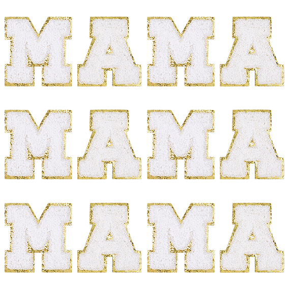 12 шт. 2 стили полиэстер вышивка нить приклеивание/пришивание заплаток, аппликации из ткани, буква а/м