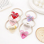Chic Elastic Hair Ties with Heart-Shaped Acetate Charm for Sweet Bun Hairstyles