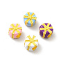 Alloy Enamel European Beads, Large Hole Beads, Lead Free & Cadmium Free, Matter Gold Color, Gift Box