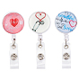 ABS Plastic Retractable Badge Reel, Card Holders, with Iron Alligator Clips, Flat Round