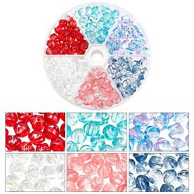 150Pcs 6 Colors Transparent Glass Beads, with Glitter Powder, Pumpkin