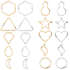 80шт 20 латунные соединительные кольца, долговечный, без кадмия и без свинца, шестиугольник и луна и звезда