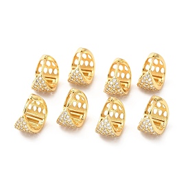 Clear Cubic Zirconia Chunky Hoop Earrings, Rack Plating Brass Hinged Earrings for Women, Lead Free & Cadmium Free & Nickel Free