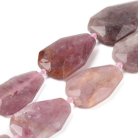 Natural Rose Quartz Beads Strands, Faceted Teardrop