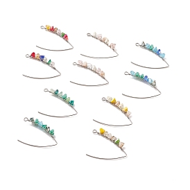 304 Stainless Steel Earrings Hooks, Electroplate Glass Braided, Triangle