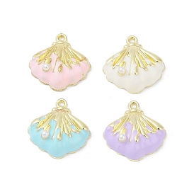 Подвески из эмали и сплава, с abs имитационными жемчужными бусинами , стойки покрытие, без кадмия, без никеля и без свинца, шарм из ракушек, золотые