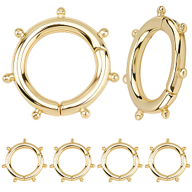 6Pcs Brass Spring Gate Rings, Long-Lasting Plated, Lead Free & Cadmium Free, Sun