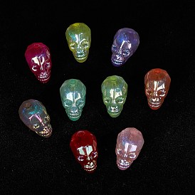 UV Plating Acrylic Beads, Noctilucence Skull, Glow in thE Dark