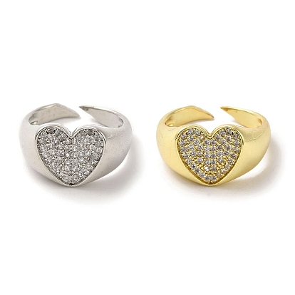 Кольца-манжеты из латуни с микропаве из кубического циркония, долговечный, без свинца и без кадмия, сердце