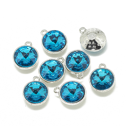 Подвески из сплава и страза, граненые, конус, платина