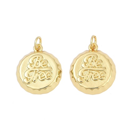 Латунные подвески, круглый со словом будь свободен, с целью перехода в кольце, без кадмия и без свинца, стойки покрытие, долговечный