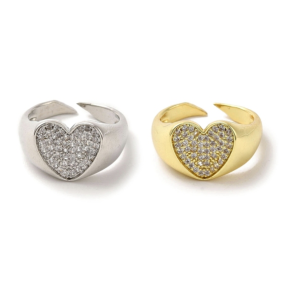 Кольца-манжеты из латуни с микропаве из кубического циркония, долговечный, без свинца и без кадмия, сердце