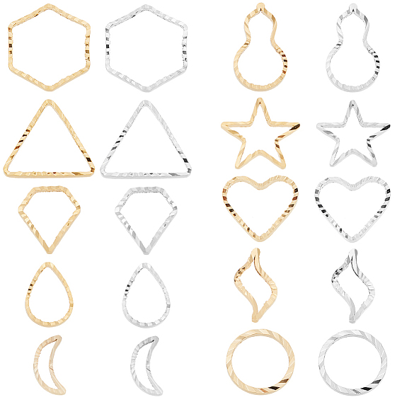 80шт 20 латунные соединительные кольца, долговечный, без кадмия и без свинца, шестиугольник и луна и звезда
