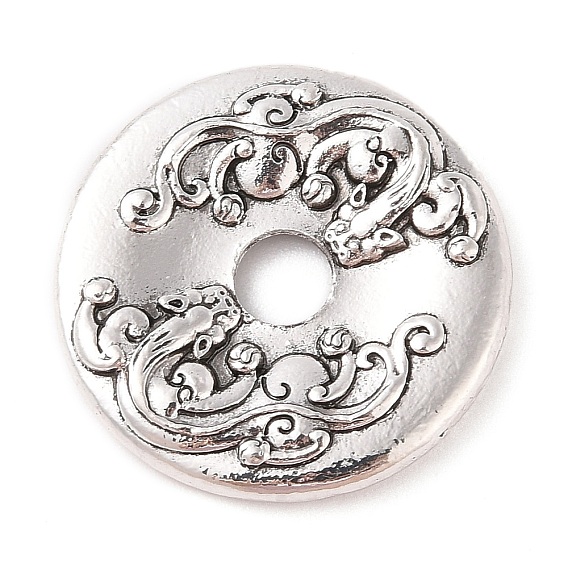 Сплавочные овальные бусины тибетского стиля , без кадмия и без свинца, плоские круглые с пи Xiu