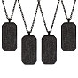 4Pcs Stainless Steel Embossed Rectangle Tag Pendant Necklaces