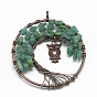 Чип драгоценные камни большие подвески, с латунными проволоками и сплавом, дерево, Красная медь