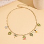Collares con múltiples colgantes de abejas y flores de aleación de zinc esmaltado con resorte para mujer, colorido
