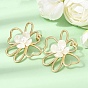 304 Stainless Steel Stud Earrings, Flower, Plastic Pearl and Resin Stud Earrings for Women, Ion Plating(IP)