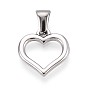 Полые 303 из нержавеющей стали кулоны, сердце прелести