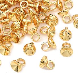 SHEGRACE Brass Bead Cap Bails, for Globe Glass Bubble Cover Making, Cadmium Free & Nickel Free & Lead Free