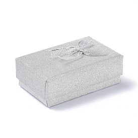 Бумажные шкатулки для украшений, с черной губкой и бантом, для ожерелий и сережек, прямоугольные