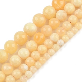 Нити бусин из натурального желтого кальцита, круглые