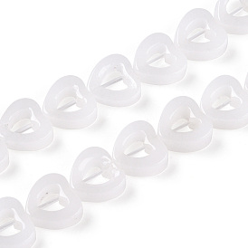 Natural White Jade Beads Strands, Hollow Heart