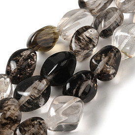 Glass Imitation Rutilated Quartz Beads Strands, Nuggets