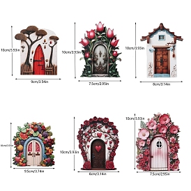 Wood Door Display Decorations, Miniature Fairy Door for Tree, for Home, Garden Decorations, Door