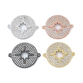 Стойка покрытие латунь микропаве прозрачный кубический цирконий плоские круглые с полой звездой соединительные подвески, без кадмия и без свинца