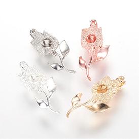 Brass Locket Pendants, Cage Pendants, Cadmium Free & Nickel Free & Lead Free, Flower