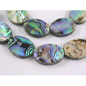 Natural Abalone Shell/Paua Shell Beads Strands, Oval, Handmade~drilled, about 13mm wide, 18mm long, 3~4mm thick, hole: 0.5mm, 22pcs/strand, 16 inch