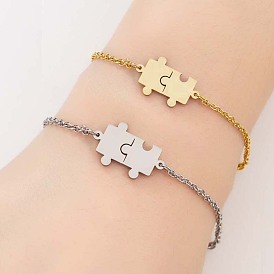 Bracelet puzzle réglable en acier inoxydable - bijoux à main puzzle couple à la mode