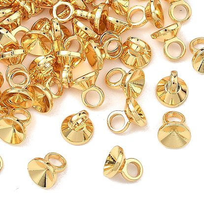 SHEGRACE Brass Bead Cap Bails, for Globe Glass Bubble Cover Making, Cadmium Free & Nickel Free & Lead Free