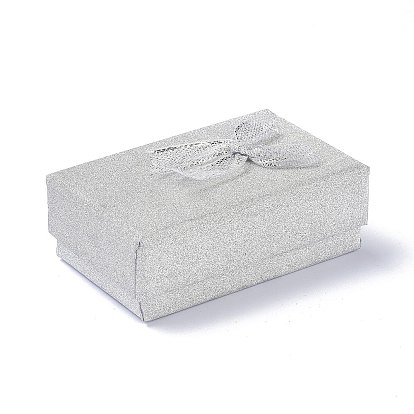 Бумажные шкатулки для украшений, с черной губкой и бантом, для ожерелий и сережек, прямоугольные